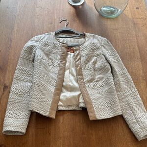 Tory Burch Cream and Tan Leather Jacket - Like New- US 04
